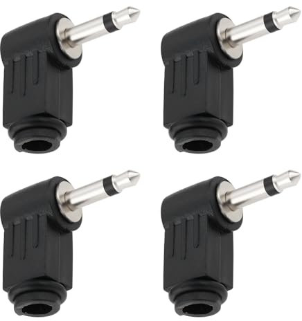Create idea 4X Adaptateurs Audio à Souder Prise Jack Mono 3,5 Mm Angle de 90 Degrés pour Casque Lecteurs MP3 Haut-parleurs