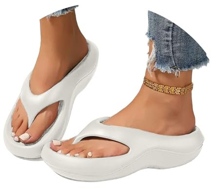 Infradito con Fondo Spesso Sandali Estivi da Donna con Zeppa Punta Aperte Infradito Casual e Comode Elegante Ciabatte Ortopediche Supporto Arco Antiscivolo Sandalo Piscina Leggere per la Casa