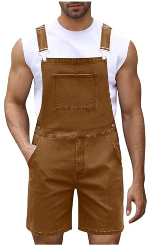 SOOUICKER Jeans Latzhose Herren Kurz 90er Arbeitslatzhose Jeans Herren Sommer Stretch Kurze Hosen Latz Modern Cargo Latzhose Denim Freizeit Outdoor
