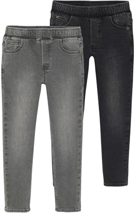 Vertbaudet 2er-Pack Jungen Slim-Jeans mit verstellbarem Dehnbund Basic Grauer Denim 116