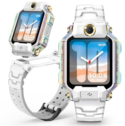 imoo X10 Smartwatch Kinder, 4G Kinder Smartwatch mit GPS, Kids Smart Watch mit HD-Videoanruf, IPX68 Wasserdicht beim Schwimmen, 32 GB Arbeitsspeicher, 14-Tage-Historie(Weiß, X10)
