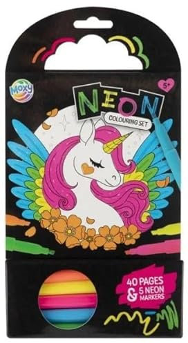 Malvorlage Einhorn + 5 Neon-Marker