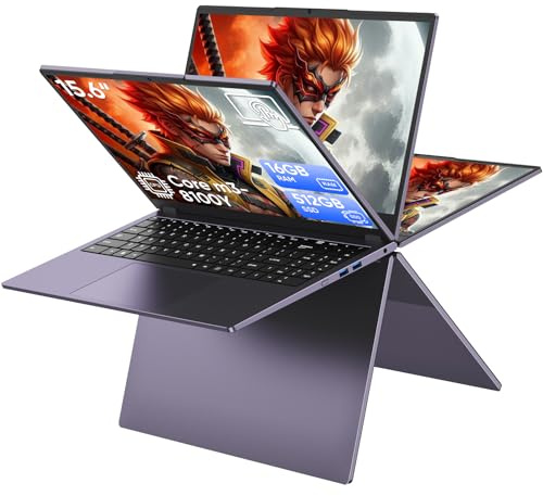 XWU Ordenador portátil 2 en 1 PC portátil 15,6 táctil Yuga 16GB RAM 512GB SSD m3-8100Y (3,40 GHz) Ultrafino con teclado retroiluminado, Wi-FI 5, Bluetooth 5.1, Puerto RJ45 (azul)