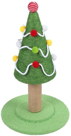 Cosiki Arbre à Chat Arbre de Noël à Chat Aspect Mignon Structure Durable pour Chats D'Intérieur en Sisal 1 Unité (Grand : 40 X 65 cm / 15,7 X 25,6 Pouces)