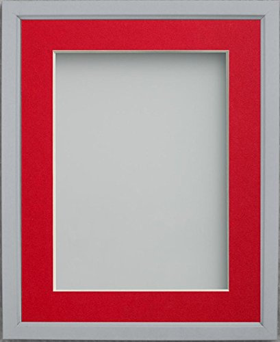 Frame Company Drayton Range 14x11-inch Grey Picture Photo Frame with Red Mount For Image Size 13x9-inch