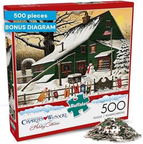 Buffalo Games - Charles Wysocki - Cocoa Break at The Copperfields - 500 Piece Jigsaw Puzzle Multi, 21.25L X 15W