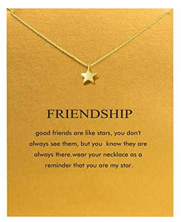 Baydurcan Friendship Star Necklace for Women Best Friend with Message Card Gift Card (star)