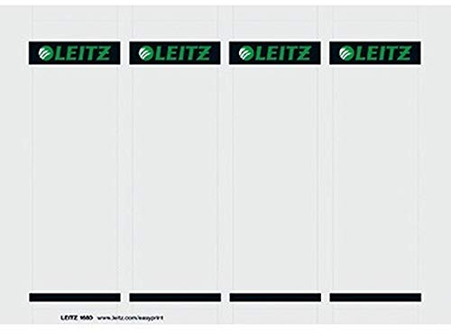 Leitz PC-beschriftbare Ordnerrücken Etiketten für Qualitäts-Ordner 180°, 100 Stück aus Karton, Kurzes und breites Format, 56 x 190 mm, grau, 16800085