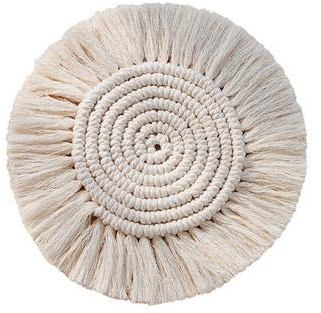 voloki 4 Stück handgemachte Makramee Untersetzer Set, Boho Reine handgemachte Baumwolle Braid Makramee Cup Mats Table Decor
