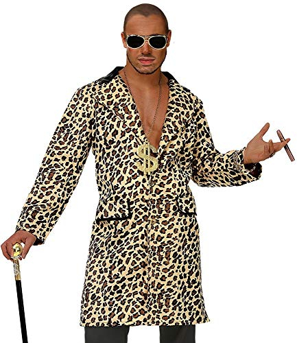 Pimp Kostüm Mantel Hustler im Leoparden Look - Beige Braun Gr. XL