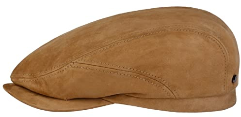 Stetson Goat Suede Flatcap - Elegante Ledercap - Einfarbige Mütze aus Ziegenleder - Kappe mit Baumwollfutter - Made in Germany - Herren - Ganzjährig beige 61 cm
