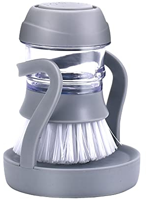 Soap Dispensing Palm Brush Kitchen Brush for Dish Pot Pan Sink Cleaning mini Scrub Brush with Stand