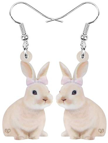 NEWEI Netter Osterkorb Eier Hasen Ohrringe Dangle Anime Osterschmuck Geschenke für Frauen Mädchen Dekorationen Charm (Beige)