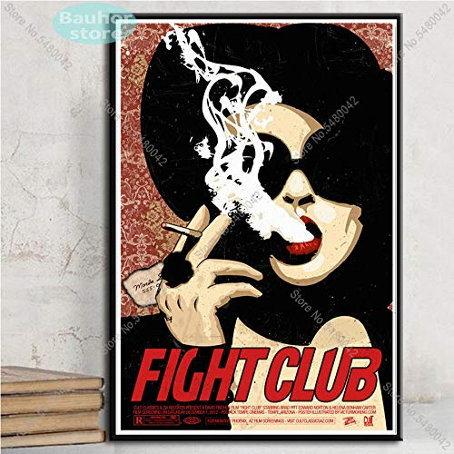MHHDD Fight Club Poster Brad Pitt Classic Film Leinwand Malerei Poster und Drucke Wandkunst Bild für Wohnzimmer Home Decor50x70 cm Ungerahmt