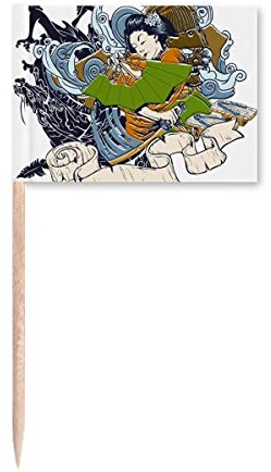 Japón Kimono Mujer Samurai Espada Palillo Banderas Marcador Decoración Fiesta