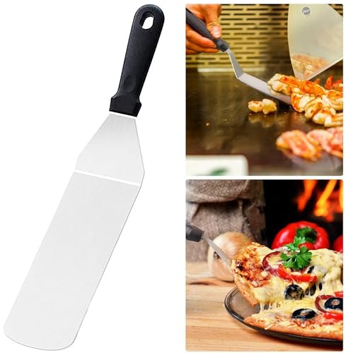Spatule pour plancha, Spatules coudées à Gâteau pâtisserie, Spatule en acier inoxydable, Accessoires pour barbecue, Spatule à hamburger, Spatule à crêpes, Idéale pour barbecue et grill à dessus plat