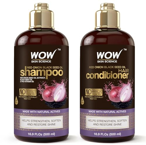 Wow Skin Science Red Onion Black Seed Oil Shampoo + Red Onion Black Seed Oil Conditioner - 1000ml