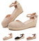 Hitmars Sandalias Mujer Verano Cuña Alpargatas Plataforma Esparto Tacon Medio Alto Espadrilles Punta Cerrada Zapatos Elegantes Beige 40 EU