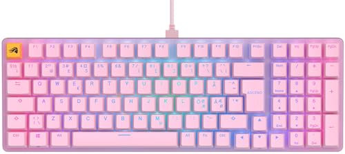 Glorious Gaming GMMK 2 Full Size (96%) – Mechanisches Gaming-Keyboard, Aluminiumrahmen, anpassbar, Doubleshot-Kappen, Fox Schalter, tastenweise RGB, Nordisch QWERTY Layout - Rosa