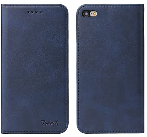 TOHULLE for iPhone 6 iPhone 6S Case, Premium PU Leather Wallet Case with Card Holder Kickstand Built-in Magnetic Closure Flip Folio Phone Cover for iPhone 6/6S - Blue
