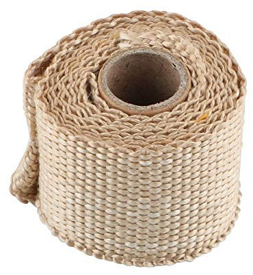 Hitzeschutzband 2 stücke Auspuffkopf-Rohrband Isolierband 50mm x 1,5m Anti-Heiß-Glasfaser-Wärme-Isolierhülle 312 (Color : Gold)