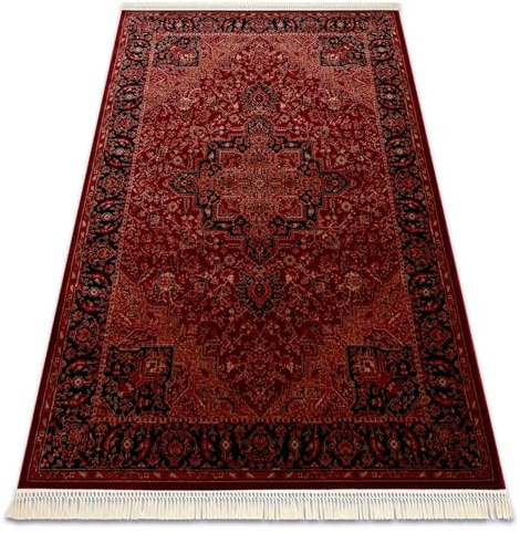 rugsx Orient Y307 Burgund Schwarz Teppich mit Fransen Wohnzimmer 150x230 cm