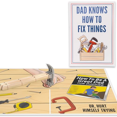 Geburtstagskarte für Papa,Lustige Pop-Up-Vatertagskarte mit 3D-Popup-Hammer-Witz,Geburtstagskarte für Papa von Tochter, Sohn, Ehemann von der Frau,Vatertagskarten für große Väter