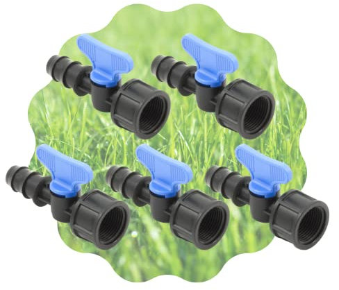 Mini Valvola a Cilindro, Rubinetto Portagomma con Filetto Femmina per Impianti, Sistemi e Tubi di irrigazione a Goccia, Nero Made in Italy - Orto Facile (5, 16 mm x 1/2)
