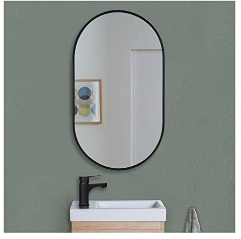 Miroir Ovale en métal Noir 40 x 70cm Pepper