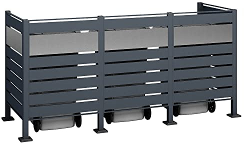 WESTMANN 3er Mülltonnenverkleidung Planum | Metall 250x90x120 cm Grau/Hellgrau | Mülltonnen Sichtschutz & Mülltonnenbox für 3 Mülltonnen