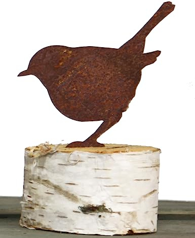 Astvogel, Dekovogel Zaunkönig stehend, Edelrost, 9,5 cm