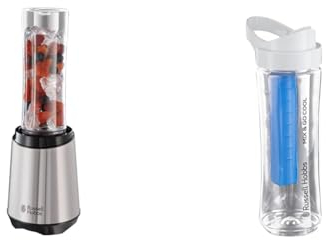Bundle Set: Russell Hobbs Mixer - Standmixer & Smoothie Maker to go [23.500 U/min Power-Motor] inkl. 1x Mixbehälter 600ml (23472-56) + Russell Hobbs Extra-Trinkbehälter mit Kühlakku (21353-56)