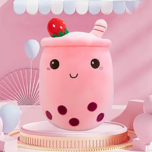 XLZJYIJ Bubble Tea Plüschtier, Weiches Boba Kuscheltier, Milchtee Tasse Kissen, Lustiges Milchtee Softpuppe, Cartoon Plüschpuppen für Kinderspielzeug Geburtstagsgeschenk, 24CM