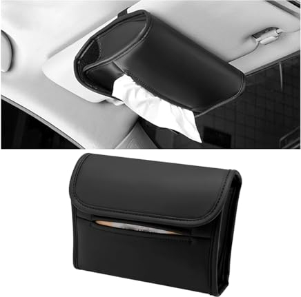 JNNJ Car Tissue Holder, Tissue Case for Car Backseat, PU Leather Universal Car Handkerchief Box, Multifunctional Sun Visor Napkin Holder, Cars Back Seat Headrest Armrest Hanging Handkerchief Box