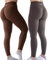AUROLA Workout-Leggings für Damen, nahtlos, Scrunch-Strumpfhose, Bauchkontrolle, Fitnessstudio, Fitness, Mädchen, Sport, aktive Yogahose, Set (Kastanienbraun + Löwenzahnbraun), S