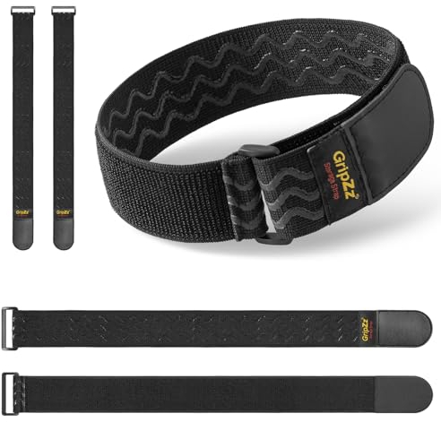 GripZz Bandas de Correa Bandas Elásticas con Cierres de Gancho y Bucle 61cm x 5cm (5 paquetes) Banda de Cierre con Hebilla Para Organizar sus Cables de Extensión Mangueras Bicicleta Taller Garaje