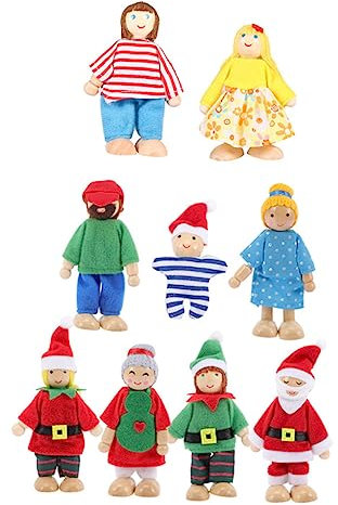 SAFIGLE 9St Babydoll Weihnachten Dolls Mini-Menschenfiguren aus Weihnachtsfamilie Spielzeug für Kleinkinder kinderspielzeug Rollenspielspielzeug Erwachsener Marionette Stoff