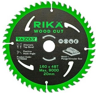 Rikä TCTR002 Razor Pro TCT Plunge Saw Blade 160mm x 48T x 20mm