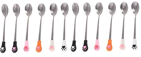 Cabilock 12 Piezas Cucharas Café Acero Inoxidable Cucharas Azucar Mini Cuchara Gato Cuchara Para Postres Cuchara Mezcladora Acero Inoxidable Arroz Cuchara Pastel Helado