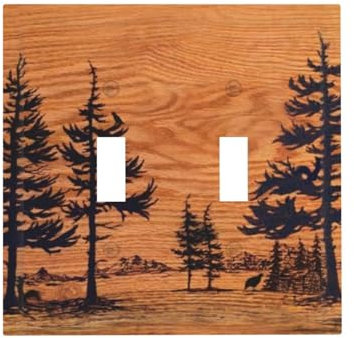 Forest Tree Wood Country Mountain 2-Gang Doppel-Kippschalter Lichtschalter-Abdeckung Wandplatte Elektrische Frontplatte Dekorative Dual-Geräte-Schalterplatte