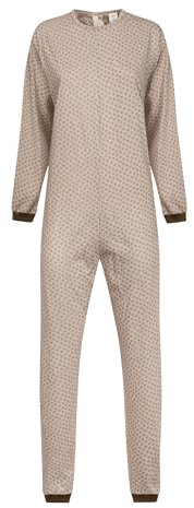 EMY Pyjama-Sets für Damen und Herren – Gesundheits-Pyjama für ältere Menschen mit Reißverschluss hinten, Schlafanzug für ältere Menschen aus 100% Baumwolle in Italien, Rundstahl braun, M