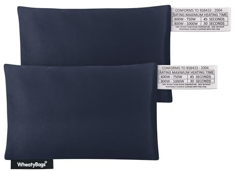 Wheat Bag Microwave Small Rectangle (15cm) Heat Pack - Pack of 2 (Cotton Fabric - Navy Blue with Lavender)