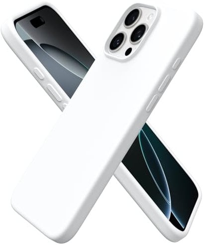 ORNARTO Compatible with iPhone 16 Pro Max Case 6.9, Slim Liquid Silicone 3 Layers Full Covered Soft Gel Rubber 16 Pro Max Phone Cases Cover 6.9 inch-White Titanium