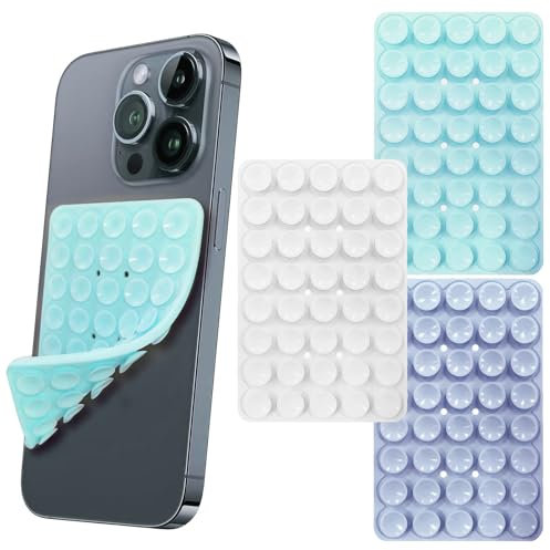 Saugnapf Handy 3PCS Handy Saugnapf Halterung Silikon Saugnapf Handyhülle Silikon Saugnäpfe für Handy Selbst-Klebend Doppelseitiges Design Passend für die Meisten Mobiltelefone