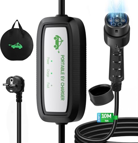Evjuicion 10 Mètres Chargeur Voiture Electrique Type 2, EV Chargeur Type 2 Portatif 16A, Cable Recharge Véhicule Electrique Rapide, avec Sac IEC 62196-2