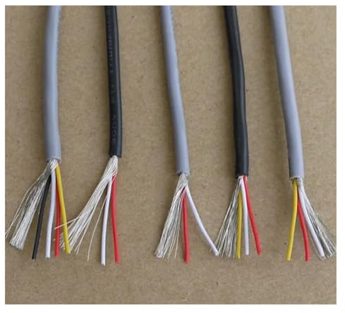 5M Cavo Schermato 28AWG UL2547 2 3 4 5 6 7 8 Conduttori Cavo Di Segnale Audio Amplificatore Di Canale Isolato In PVC Linea Di Controllo In Rame Stagnato(Black,5 Cores)