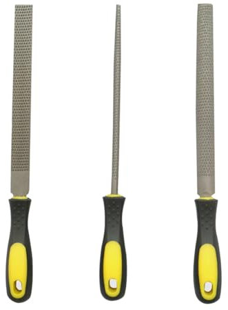 JOYIAL Set di 3 lime in metallo, di alta qualità, 20 cm, set professionale di lime in metallo, con lima piatta, lima semicircolare, per metallo, legno