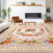 GthreeD Teppich Wohnzimmer Waschbarer 200x300 cm-Boho Kurzflor Teppich Großer Schlafzimmer-Orientalischer Vintage Weich rutschfest Design für Schlafzimmer,Esszimmer,Küchen,Blumen-Beige