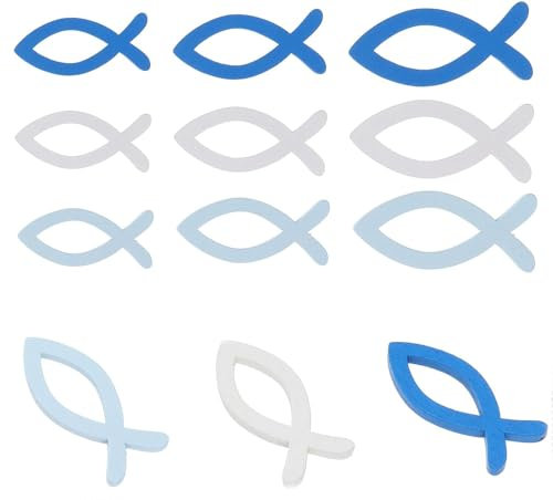 HFMYGS 100 Holz Fische Streudeko Tischdeko, Fisch Deko, Deko Fische Verzierung für Taufe, Holz Fische Streudeko Taufedeko Junge Taufe, Kommunion und Konfirmation Junge Mädchen Taufedeko