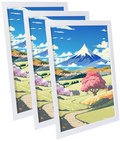 Truevaste 3 Stk. Bilderrahmen 40x60 cm Weiß, MDF Fotorahmen mit Acrylglas, Klassischer Bilder Rahmen für Wand Tischbilderrahmen mit Aufhängen Aufstellen, Picture Frame für Fotos Poster Dokument